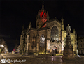 St Giles by night red for remembrance 13th November 2017