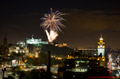 Edinburgh Military Tattoo Fireworks 27th August 2015 - with a wider city skyline view