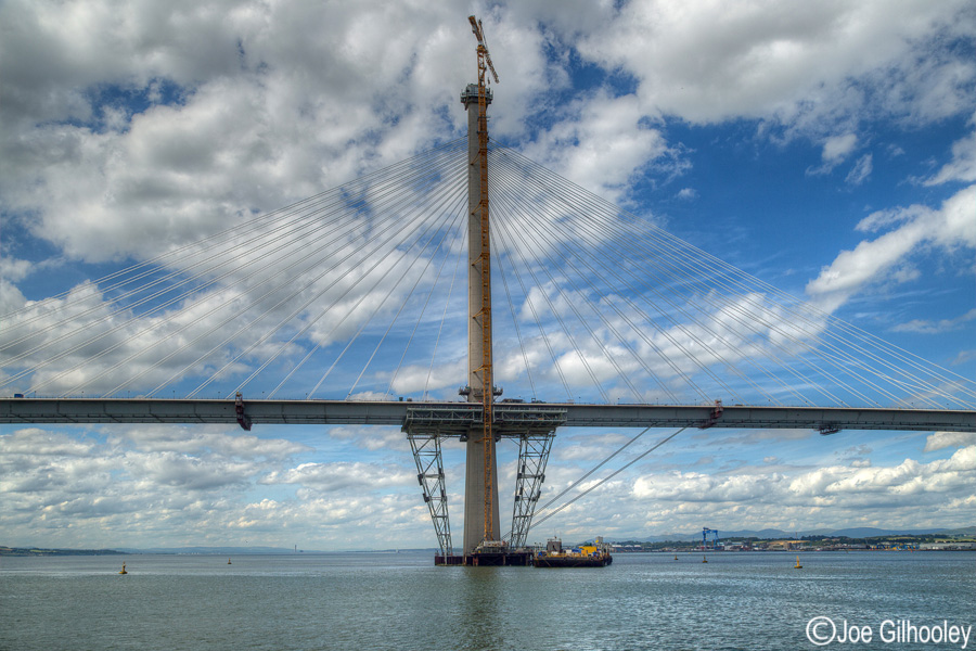 Maid of the Forth boat trip to Inchcolm Island the under construction Queensferry Crossing