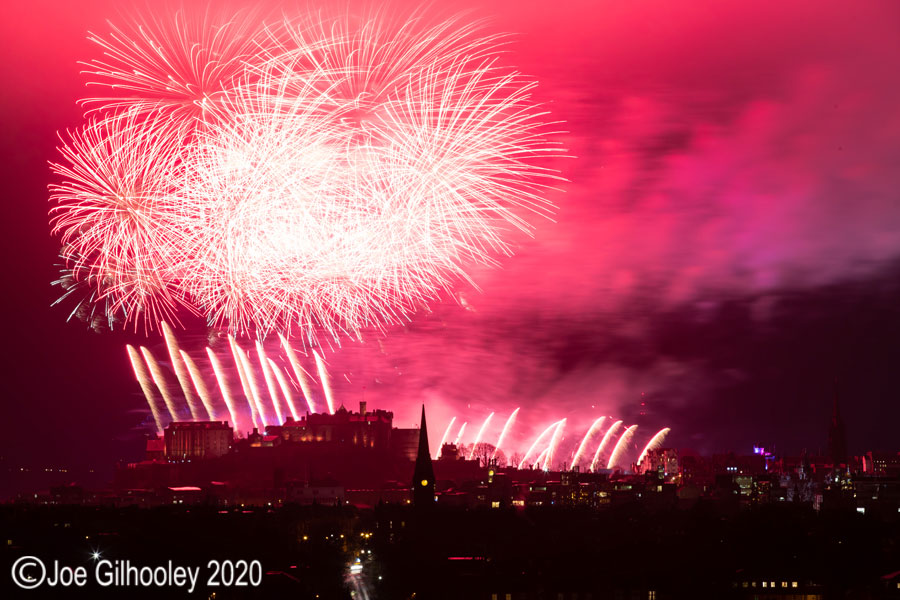 Edinburgh's New Year Fireworks 2020 from Blackford Hill