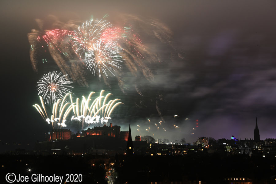 Edinburgh's New Year Fireworks 2020 from Blackford Hill