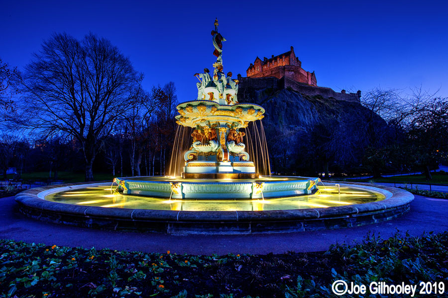 Ross Fountain, Princes Street Gardens, Edinburgh - lit at night