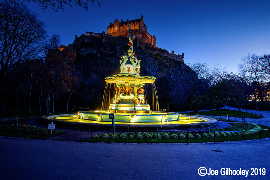 Ross Fountain, Princes Street Gardens, Edinburgh - lit at night