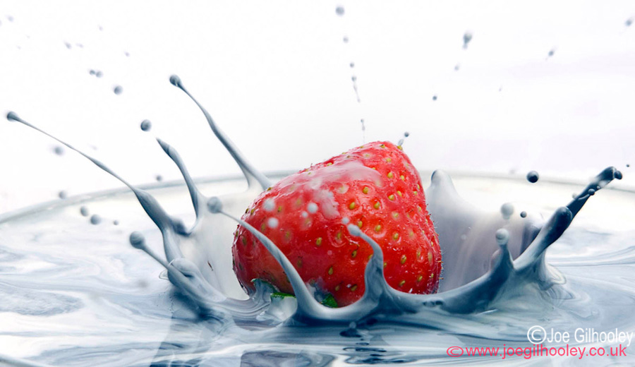 Strawberry Splashing Photography