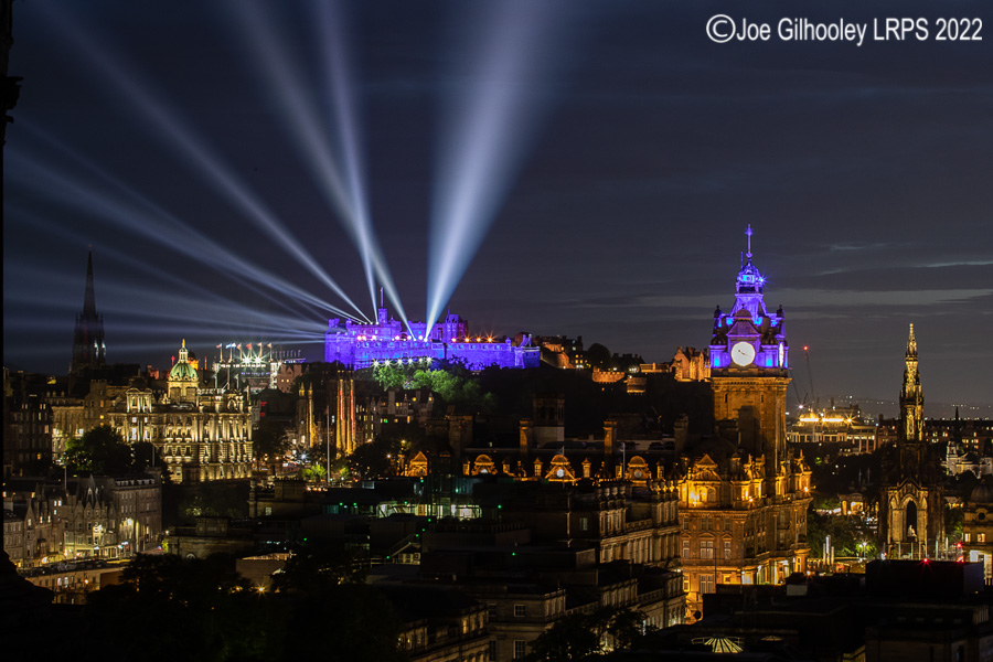Royal Edinburgh Military Tattoo Lightshow and Fireworks From Calton Hill