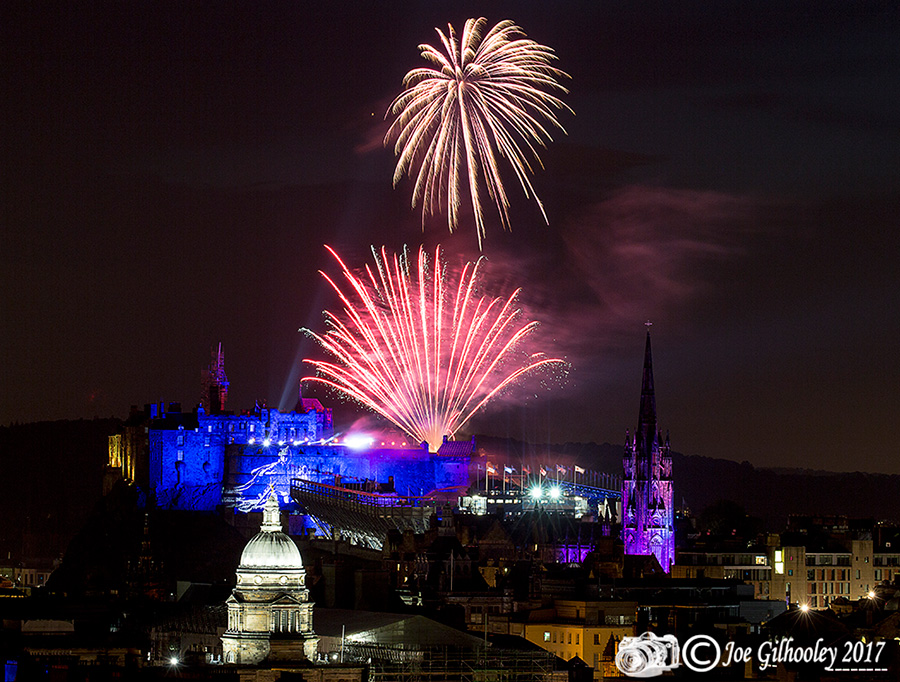 Edinburgh Tattoo Fireworks from Arthur Seat at Salisbury Craggs