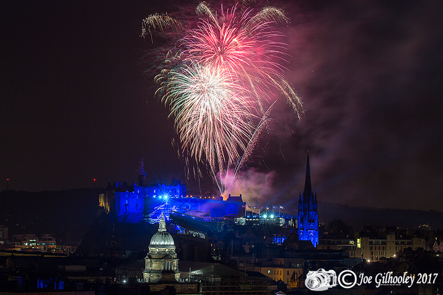 Edinburgh Tattoo Fireworks from Arthur Seat at Salisbury Craggs