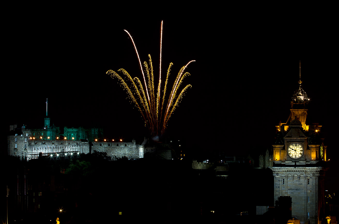 Edinburgh Tattoo from Calton Hill - this is single firework burst half eay through. Had to be ready for it.