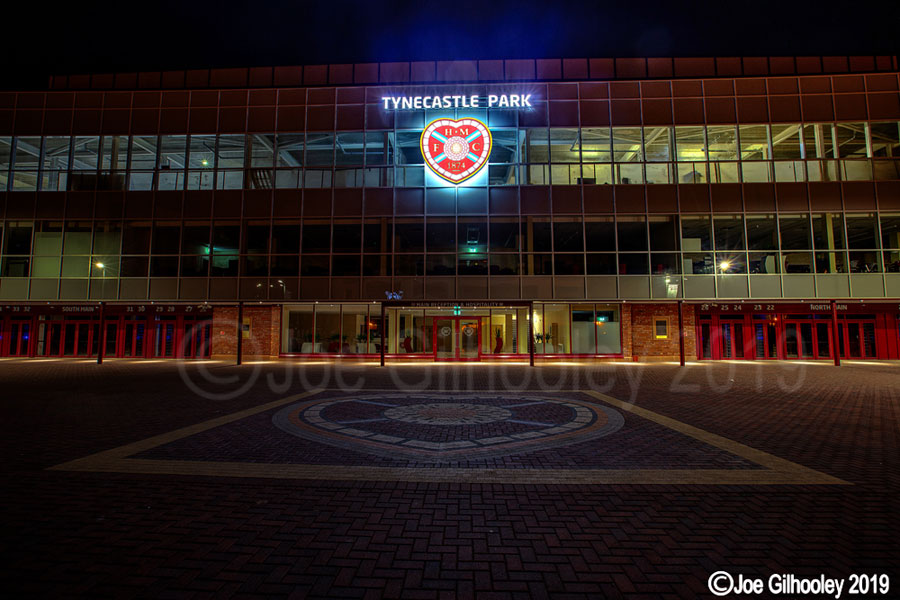 Heart of Midlothian FC Tynecastle Park lit at night