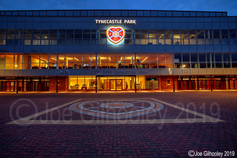 Heart of Midlothian FC Tynecastle Park lit at night
